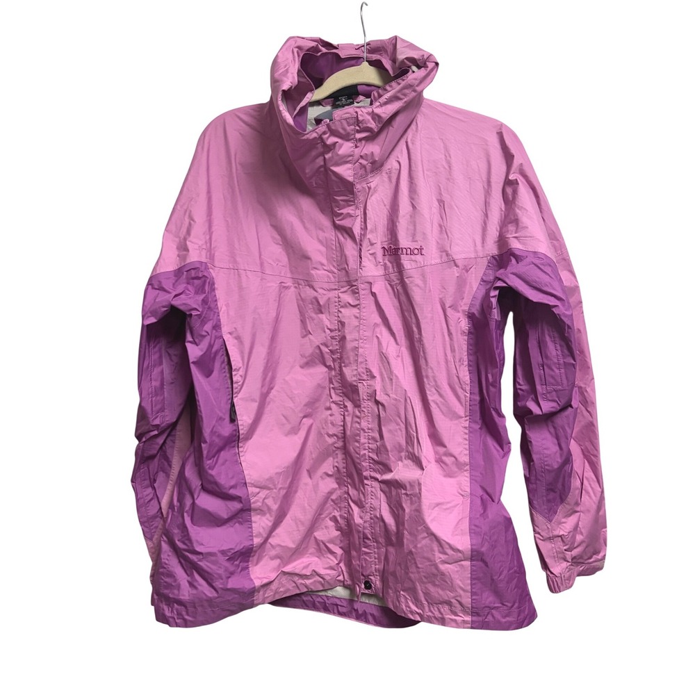 Marmot Precip Lightweight Purple Rain Jacket Hooded Ripstop Shell Women Large